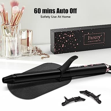 FARERY Long Barrel Curling Iron 1 Inch, Ceramic Curling Iron for Thin Hair, Infused Argan Oil & Keratin, Long Lasting Styling, 11 Adjustable Temp, Include Clips & Silicone Pad - Image 6