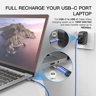 100W Type C to Type C Cable 6ft/2 Meters, 2Pack, 5A Fast Charging, USB C Charger Power Cord for iPhone 15,New iPad Mini 6, iPad Pro 12.9 11 3rd, MacBook Pro,Pixel 5 4a 3 XL, Samsung Galaxy Note 20 S23 - Image 6