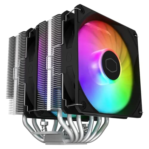 Cooler Master Hyper 620S Dual Tower CPU Air Cooler, ARGB Sync, 120mm PWM Fan, 6 Copper Direct Contact Heat Pipes, 154.9mm Tall Silver - Image 1
