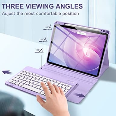 Harvopu Keyboard Case Compatible with iPad Air 11-inch/Air 5th 4th Generation Case with Keyboard-Backlit Detachable, Folio Cover with Pencil Holder for Air 11" M3/M2 (2025/2024), Air 5/Air 4 (Purple) - Image 5