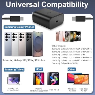 45W Super Fast Charger USB Type C Charger Cord 6.6FT with Android Phone Charger Fast Charging Block for Samsung Galaxy S25/S25 Ultra/S25+/S24 Ultra/S24/S24+/S23 Ultra/S23/S22/S20/S21/Note 20/Note 10 - Image 5