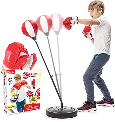 Whoobli Punching Bag for Kids and Toddler Incl Boxing Gloves| 3-10 Years Old Adjustable Kids Punching Bag with Stand| Sports Toy for Boys| Ideal Christmas Birthday Gift for Children; New 2025 - Image 1