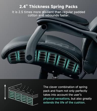 Big and Tall Office Chair with Wide Area Armrest, 600LBS PU Leather Executive Chair, Adjustable Lumbar Support 3'' Double Space Wheel, Managerial Home Desk Heavy Duty Office Chair (Black-A) - Image 7