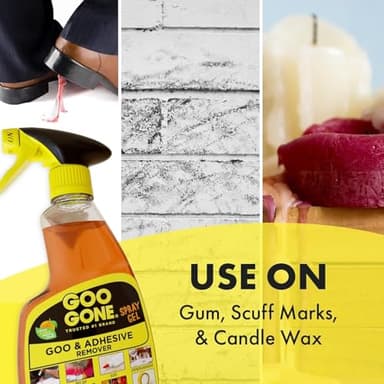 Goo Gone Adhesive Remover Spray Gel, Removes Chewing Gum, Grease, Tar, Stickers, Labels, Tape Residue, Oil, Blood, Lipstick, Mascara, 12 oz with Sticker Lifter - Image 4