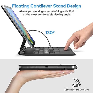 runelk Keyboard Case for iPad 10th Generation 2022 & 11th (A16, 2025) – Magic-Style Keyboard with Multi-Touch Trackpad – Floating Cantilever Stand – Magnetic Case for iPad 10.9 inch 10th / 11th Gen. - Image 3