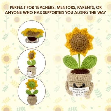 Tiny Detalles Mini Positive Sunflower Crochet, Mothers Day, Mom's Birthday Gift for Women, Appreciation Thank You Gift for Coworker, Friend, Teacher, Sister - Image 5