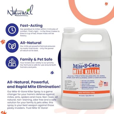 Mite Killer Treatment Spray for Home by Mite-B-Gone - Kills All Types of Mites, Dust, Spider, Rat, Carpet & Bird Mites | Safe for Homes, Furniture & Animals | Non-Toxic | Kid & Pet Friendly | 1 Gal - Image 3