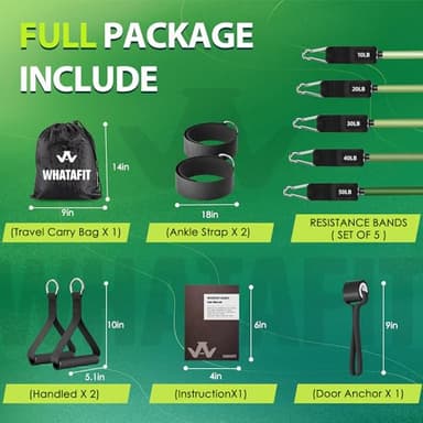 WHATAFIT Resistance Bands, Exercise Bands,Resistance Bands for Working Out, Work Out Bands with Handles for Men and Women Fitness, Strength Training Home Gym Equipment - Image 2