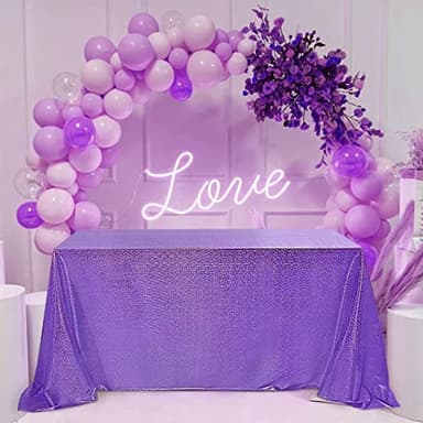 Fitable Sequin Tablecloth for Parties 60x120 Inch - Sparkle Glitter Table Cloth Laser Rectangle Overlay for Wedding Baby Shower Ceremony Birthday Holiday Banquet Decor, Purple - Image 1
