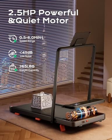 TREAFLOW Walking pad with Incline, Treadmill for Home, 2.5HP Under Desk Walking Pad, Folding Treadmill 2 in 1 with Remote Control - Image 4