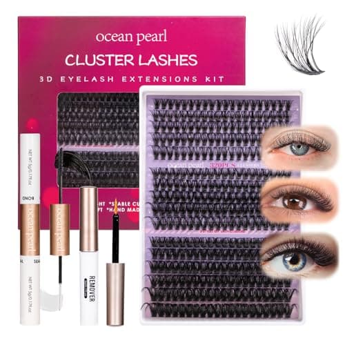 Ocean Pearl Lash Clusters 320pcs 11-20mm Lash Clusters Kit 40D+50D+100D Eyelashes, Lash Extension Kit, Lashes Clusters Eyelash Extensions Kit,Eyelash Clusters with Lash Bond&Seal&Lash Remover&Tweezers - Image 1