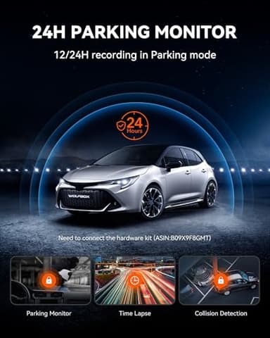 WOLFBOX G930 10'' Rear View Mirror Camera with 5.8GHz WiFi, 4K Dash Cam Front and Rear with WDR, Touch Screen Rearview Mirror Backup Camera, Parking Monitor, Reverse Assist, Includes 64GB Card & GPS - Image 7