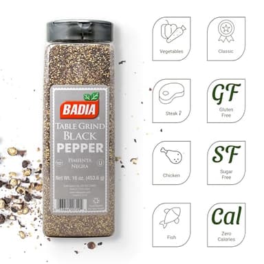Badia Black Pepper Table Grind, 16 oz - Premium Seasoning for Cooking & Freshly Ground Flavor - Image 2