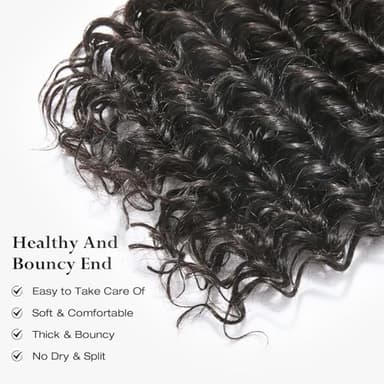 ASHINE Human Hair Bundles Deep Wave Unprocessed Cambodian Raw Hair 20 22 24 Inch, Flip Over Quick Weave Wet and Wave Bundles for Women Natural Black - Image 5