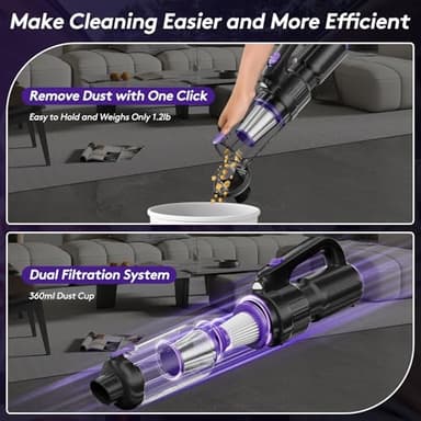 SWMRDN Car Vacuum Portable Cordless, 20000Pa Mini Vacuum Cleaner & Air Duster, 130W Brushless Motor Handheld Vacuum Cordless with LED Light, 7800mAh Battery, Multi-Nozzles for Car, Office, Home, Pet - Image 7