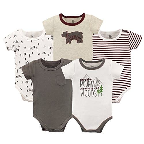 Yoga Sprout Cotton Bodysuit, 5 Pack, Mountains and Woods, 6-9 Months