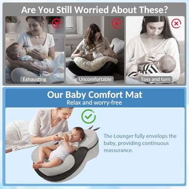 Joehea Baby Lounger,Pillow with Safety Straps, Dual-Function Removable Machine-Washable Pad, Lightweight & Portable(Gray) - Image 3