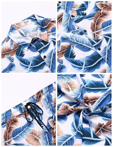 COOFANDY Men's Flower Shirt Hawaiian Sets Casual Button Down Short Sleeve Shirt Summer Beach 2 Piece Short Set - Image 5