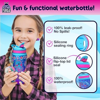 PURPLE LADYBUG Decorate Your Own Water Bottle for Girls, 22oz - Mermaid Peel-and-Stick Gemstones, Charms & Stickers Craft Set, Great Birthday Gifts for Girls 5-10 Years Old, Christmas Gift for Girl - Image 7