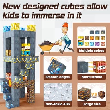 Magnetic Blocks-Build Mine Magnet World Sword Edition Mine Sword Caverns Magnet Classroom Must Haves Toddler Toys for Boys & Girls Age 3-4 4-5 6-8, Sensory Montessori Toys for Kids for 3+ - Image 4