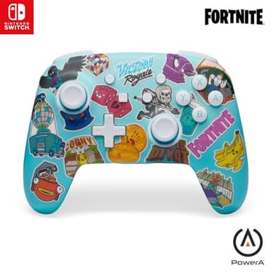 PowerA Enhanced Wireless Controller for Nintendo Switch - Fortnite Sticker Mania, Nintendo Switch -Bluetooth controller, Officially Licensed (Renewed) - Image 1