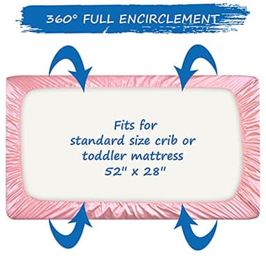 Crib Sheets Girl Satin 2 Pack, Soft & Silky Crib Sheet for Baby Hair (52"x28"x8") Fitted Crib Sheets for Standard Crib Mattress, Pink - Image 6