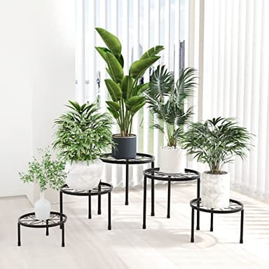 Linpla 5-Pack Decent Metal Plant Stands, Heavy Duty Flower Pot Stands for Multiple Plant, Anti-Rust Iron Plant Pot Shelf, Decoration Racks for Home Indoor and Outdoor (5 Pack Black) - Image 4