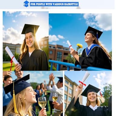 AKAZA 2 Pack Graduation Cap Headband, Firm Anti-fall Hair Band for Graduation Cap, Hat Accessories for Graduates (Black, round) - Image 5