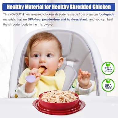 Chicken Shredder Tool Twist: 2025 Pro Food-Grade Visible Meat Shredder with Strong Anti-Slip Base, Ergonomic Handle, Chicken Breast Shredder, Suitable for Pork Beef Chicken (Red, 8 inch) - Image 5
