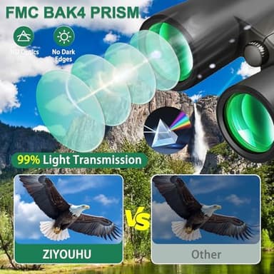 ZIYOUHU 10x42 Binoculars for Adults High Powered- Large View with Clear Vision Waterproof & Fogproof Lightweight Easy Focus Compact Binoculars for Bird Watching Hunting Travel Sports Opera Concert - Image 4