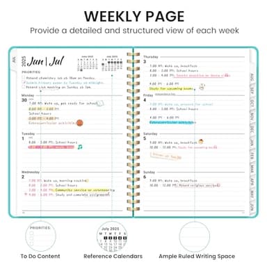 Taja Academic Planner Jul 2025 - Jun 2026 for Women & Men, Monthly and Weekly Calendar Planner, Teacher Student Planning Book with Tabs, Ideal for Office School Supplies, Aquamarine, A5, 6.4" x 8.5" - Image 5