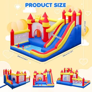 Liaakrr Bounce House, 8-in-1 Bounce House for Kids, Bouncy House with Slide, Climbing Wall, Ball Pit, Obstacles, Trampoline & Basketball Hoop – Includes Blower for Indoor & Outdoor - Image 2