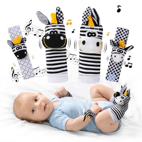 Baby Toys 0-6 Months,High Contrast Baby Toys for Newborn,Black and White Toys,Infant Rattle Socks and Wrist Toy,Newborn Toys 0 3 Months Brain Development,0-6 Months Babies Boy Girl Gift - Image 1