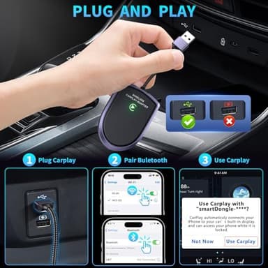 Wireless CarPlay Adapter for Apple iPhone (2025 Upgrade) – Instant Wireless CarPlay, Ultra-Low Latency, Stable Connection, Mini Bluetooth Dongle for iOS 10+ & Cars 2016+, Plug & Play Type-C - Image 6