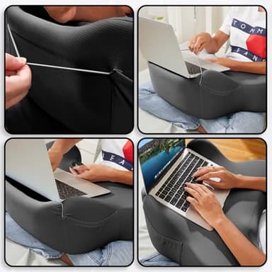 cooloo8 Lap Desk, Laptop Lap Desk Lap Desk with Cushion, Laptop Pillow for Lap, Portlands Portable Desk Pad, Gaming Pillow Work Pillow for Bed, Couch, Car(White Gray) - Image 5