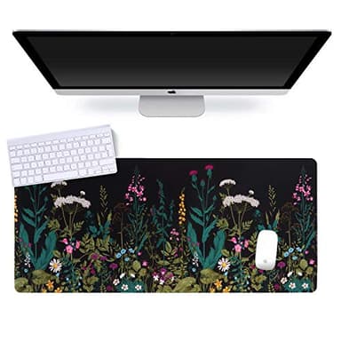 iCasso Desk Mat, Big Desk Pad, XXL Extended Gaming Mouse Pad, Large Mouse Pad for Desk Protector, Rubber Base Mousepad with Stitched Edges, Keyboard Mouse Mat for Work, Game, Office, Home - Weeds - Image 8