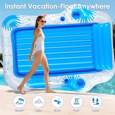 Inflatable Adult Tanning Pool Lounger Float -85" x 71" JIANYHW XX-Large Sunbathing Water Lounge Floaties, Suntan Tub Pool Floaty Raft Ice Bath Tub Tanning Bed, Blow Up Lake Pool Raft Floating Pad - Image 5