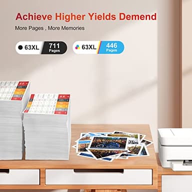 ejet 63XL Ink Cartridge High Yield Replacement for HP 63XL Ink Cartridge Combo Pack 63XL HP63 Work with OfficeJet 3830 4650 5255 Envy 4520 4512 Deskjet 1112 3634 5200 - Image 4