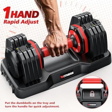 Rendpas Adjustable Dumbbells Set of 2, Select Weight Dumbbell Set, 5 in 1 Free Dumbbell Set with Anti-Slip Texture Handle, Weight Set For Home Gym Suit both Men and Women - Image 3