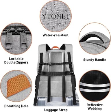 Ytonet Gym Backpack For Men Women, Backpack for Men with Shoe Compartment, Water Resistant Workout Sports Bag with USB Port Fit 15.6 Inch Laptop, Gym, Sports, Camping, Hiking, Grey - Image 5