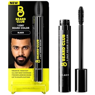 The Beard Club 1 Day Temporary Beard Dye for Men - Black Beard, Mustache & Eyebrow Color for a Fuller, Well-Defined Look, Water & Sweat Resistant, Up to 30 Applications, 0.3 fl oz - Image 1