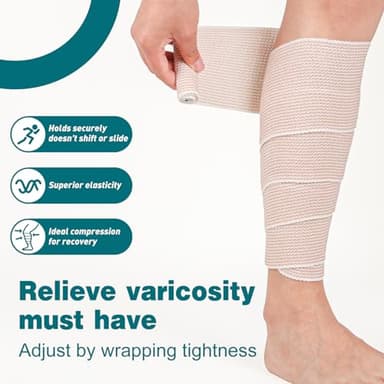 AZEN Premium 6 Pack Elastic Bandage Wrap 4 Inch, Compression Wrap Bandage for Legs, Lymphedema Wraps for Legs, Ankle, Knee, Tummy, Body, Latex-Free - Image 6