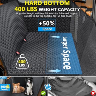 DIAMOOKY Truck Back Seat Extender for Dogs, Upgraded Waterproof Pet Seat Cover with Door Protection, Hard Bottom, Holds 420lbs, Dog Hammock for F150/Silverado 1500/GMC Sierra 1500/RAM 1500/Titan - Image 2