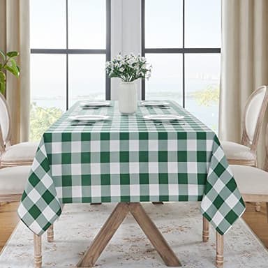 Softalker Gingham Checkered Rectangle Tablecloth - Waterproof Buffalo Plaid Table Cloth Stain Resistant Washable Table Cover for Picnic/Camping/Outdoor - Hunter Green, 54 x 108 Inch - Image 8