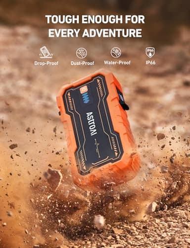 AstroAI S8 Pro Car Battery Jump Starter, 3000A Peak Jump Starter Battery Pack for Up to 9.0L Gas & 7.0L Diesel Engines, 12V Portable Jumper Box with 3 Modes Flashlight and Jumper Cables,Orange - Image 5