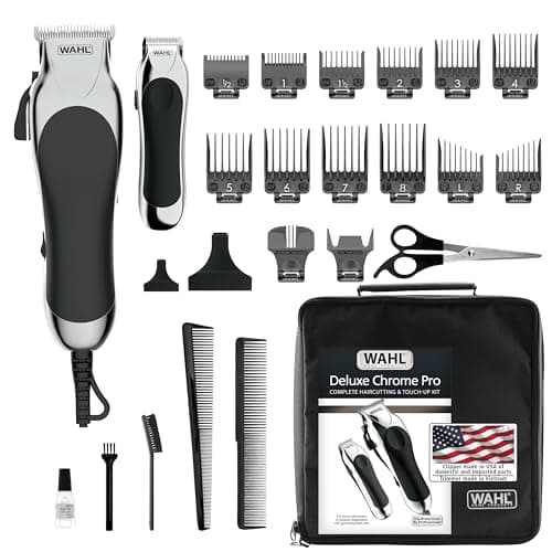 Wahl Clipper USA Deluxe Corded Chrome Pro, Complete Hair and Trimming Kit, Includes Corded Clipper, Cordless Battery Trimmer, and Styling Shears, for a Cut Every Time - Model 79524-5201M - Image 1
