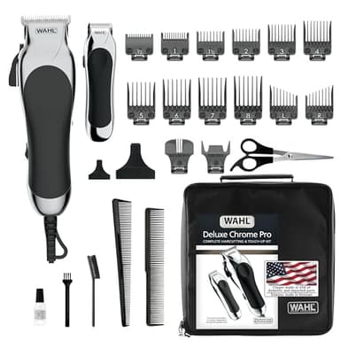 Wahl Clipper USA Deluxe Corded Chrome Pro, Complete Hair and Trimming Kit, Includes Corded Clipper, Cordless Battery Trimmer, and Styling Shears, for a Cut Every Time - Model 79524-5201M - Image 1