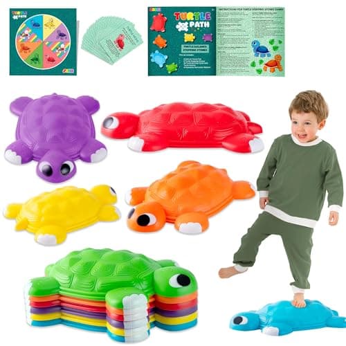 JOYIN Turtle Balance Stepping Stones, 6 Pcs Kids Turtle Jumping Stones Steps Stones Up to 265 Ibs, Toddler Obstacle Course Coordination Game Toys for Ages 3 Years and UP Indoor or Outdoor Play - Image 1