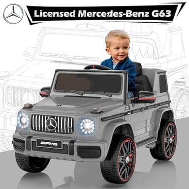 ANPABO Licensed Mercedes-Benz G63 Car for Kids, 12V Ride on Car w/Parent Remote Control, LED Headlights, Music Player & Horn, Soft Start, Low Battery Prompt, Kids Electric Vehicle, Grey - Image 2
