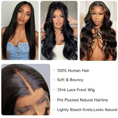 Jamoro 13x6 Lace Front Wigs Human Hair 200% Density 28 Inch Body Wave Lace Front Wigs Human Hair Pre Plucked Real Human Hair Wig with Baby Hair Glueless Wigs Human Hair Lace Front Wigs - Image 5
